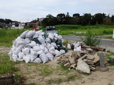 ボランティア作業後の土嚢